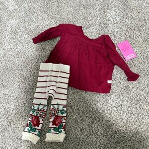 Ruffle Butts Burgundy and Cream Kids Matching Set
